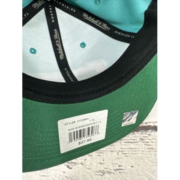 New Mitchell & Ness San Antonio Spurs Deadstock Snapback Hat Teal Pink NOS - Picture 8 of 10
